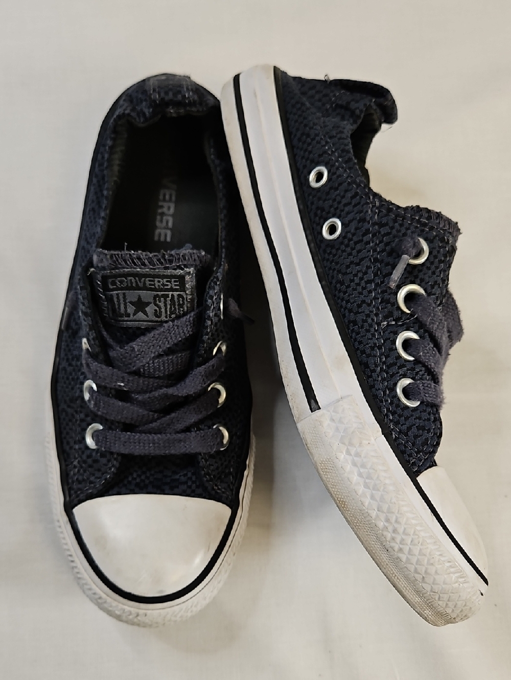 Converse All Stars Shoreline Womens Blue/Black Checked Print Slip Ons Size 7